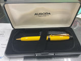 Aurora B 31 Ipsilon Yellow and Gold Trim Ballpoint Pen NOS