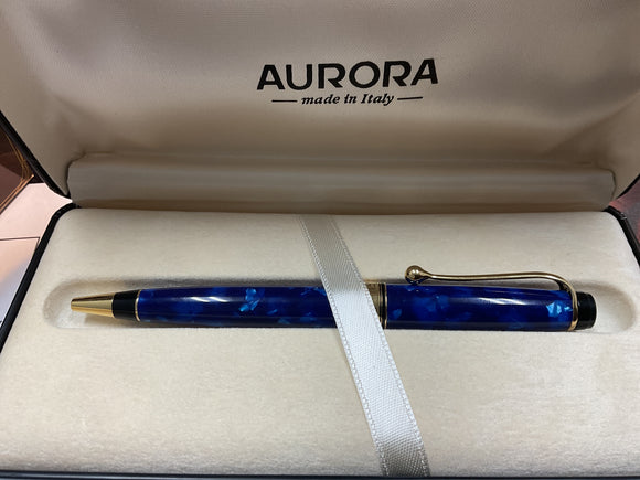 Aurora 998BA Optima Cobalt Blue Marble Ballpoint Pen NOS