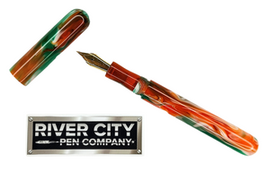 River City Pen Company Elliot model, Orange, Green, White Fountain Pen