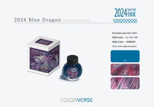 Colorverse Korea Special 2024 Blue Dragon Glistening Silver Fountain Pen Ink 15ml