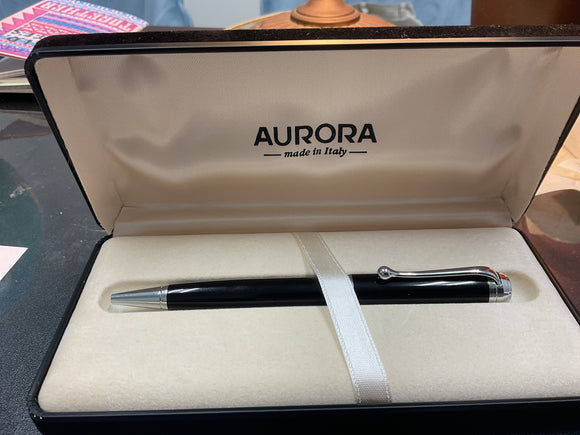 Aurora D31 Talentum Black and Chrome Ballpoint Pen NOS