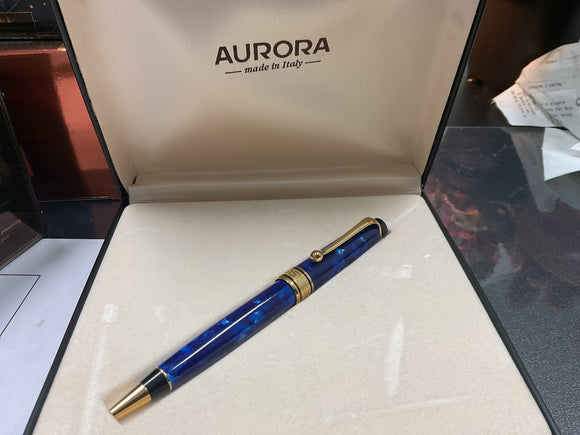 Aurora 975/BA Optima Blue Marble Auroloide Rollerball Pen NOS