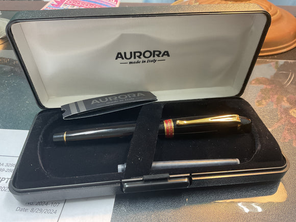 Aurora B11 Black with Gold Trim Ipsilon Fountain Pen NOS