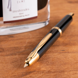 Pilot Vanishing Point Black and Gold Fountain Pen